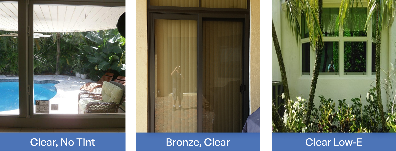 Impact Door Window Tints: clear, no tint, bronze, clear low-e
