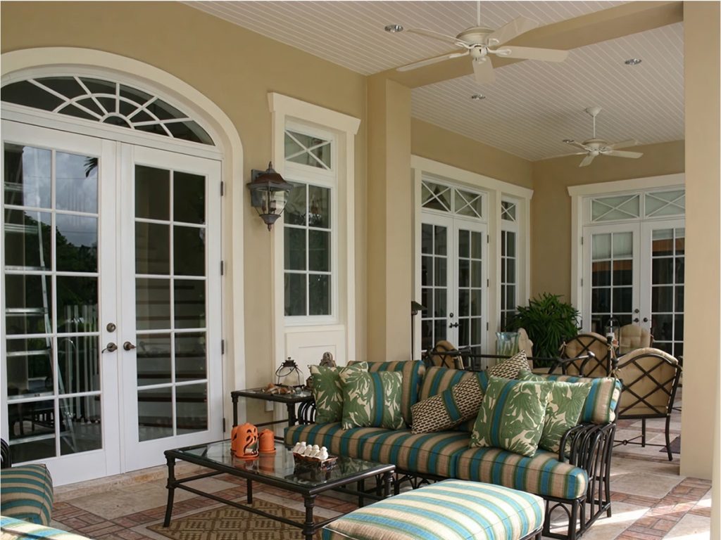 Impact Windows with Grid Pattern on Patio